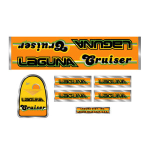 Laguna - Cruiser - Orange Yellow Green on chrome decal set