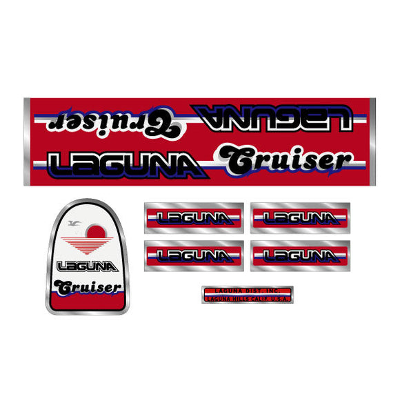 Laguna - Cruiser - Red Blue White on chrome decal set