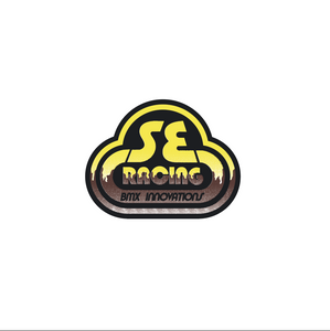 SE Racing head tube decal - Drippy Font - Yellow/Brown/Black