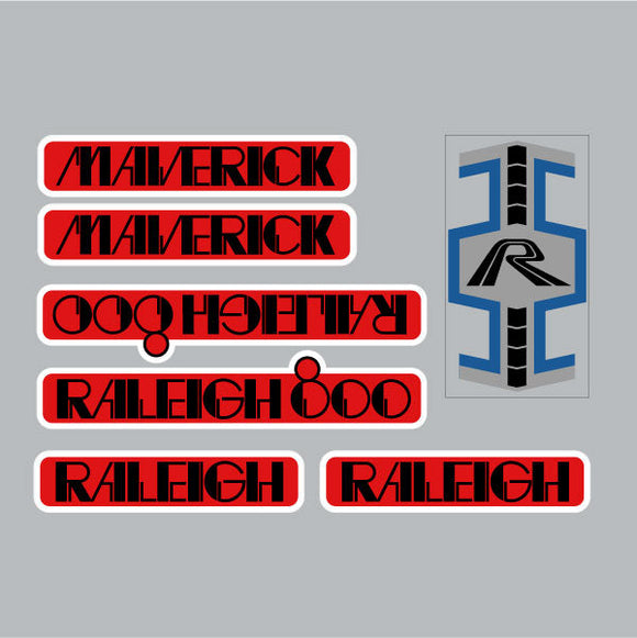 Raleigh - Maverick - RED bmx decal set