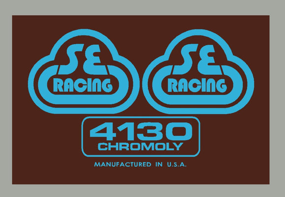 Se Racing - Seat Tube Decal 4130 Brown With Blue Old School Bmx
