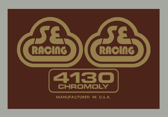 Se Racing - Seat Tube Decal 4130 Brown With Gold Old School Bmx