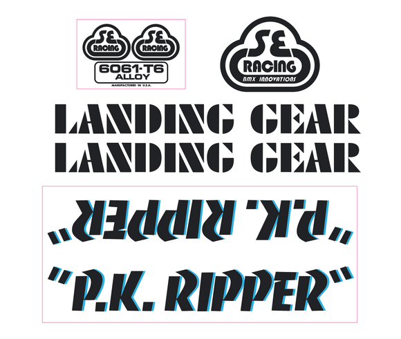 SE Racing - P.K. Ripper Decal set - black w/blue shadow