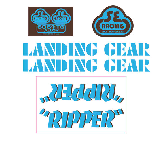 SE Racing - Ripper Decal set - blue w/brown shadow