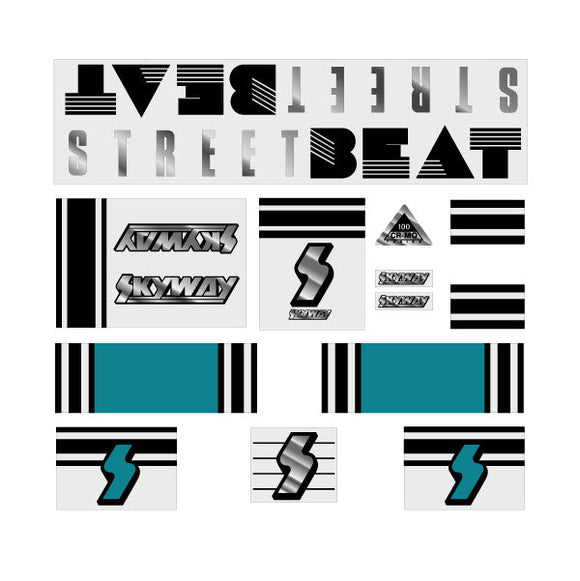 1988 Skyway - StreetBeat for Aqua/Teal frame on clear decal set