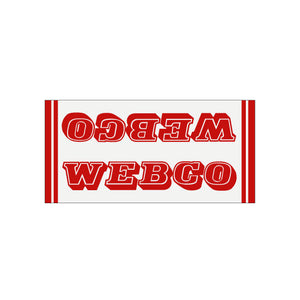 Webco - red on clear - once piece downtube decal