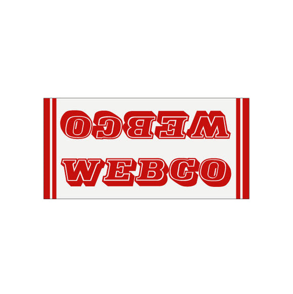 Webco - red on clear - once piece downtube decal