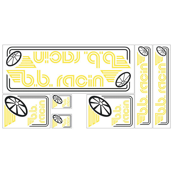 BB Racin - Yellow on clear BMX decal set
