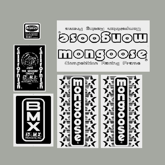 1983 Mongoose - Californian decal set - Custom - Black on clear