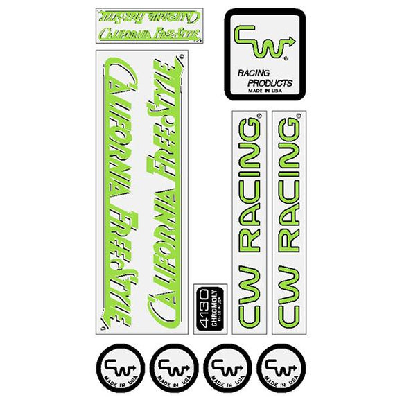 CW - California Freestyle 84/85 Green over White Decal set