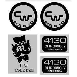 Cw - Pro Handle Bar Black Decals Old School Bmx Decal