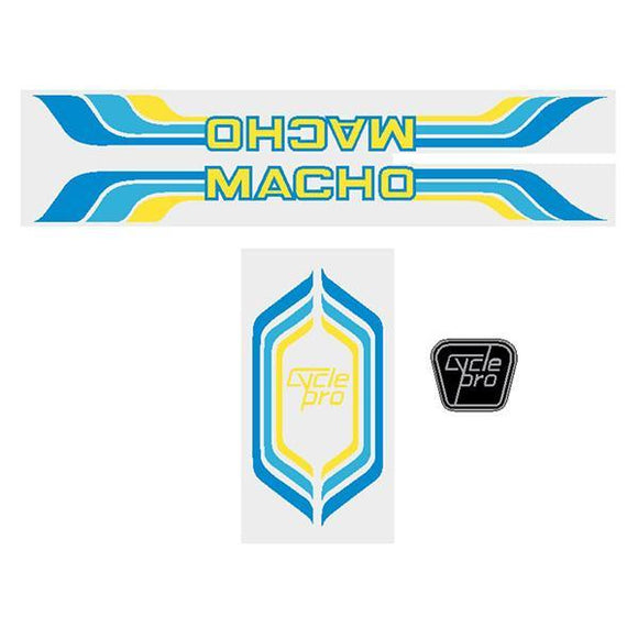 Cycle Pro - Macho Blue Yellow Decal Set Old School Bmx Decal-Set