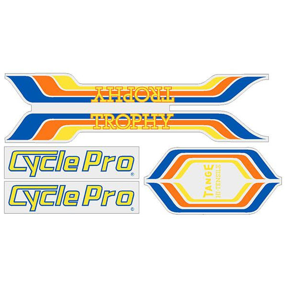 Cycle Pro - TROPHY - Blue Orange decal set