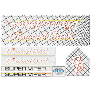 1985 Diamond Back - Super Viper - for grey frame decal set - fluorescent red/orange
