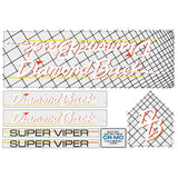 1985 Diamond Back - Super Viper - for grey frame decal set - fluorescent red/orange