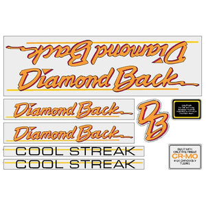 Diamond Back - 1986 Cool Streak - for grey frame decal set