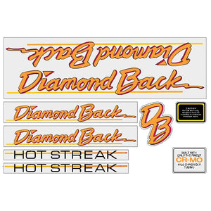 Diamond Back - 1986 Hot Streak - for grey frame decal set