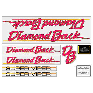 1986 Diamond Back - Super Viper - for chrome frame decal set