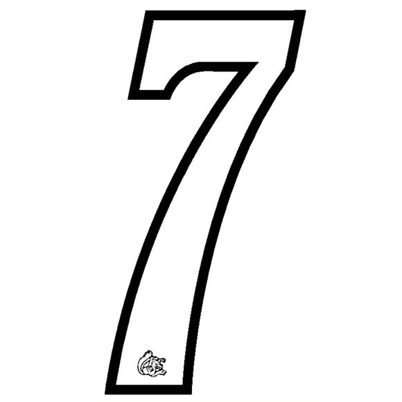 Mongoose plate numbers #7 white w/ black outline