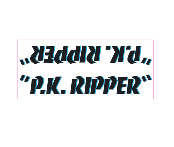 SE Racing - P.K. Ripper down tube decal - black w/blue shadow