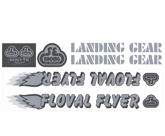 Floval Flyer Decal set - silver w/gray shadow