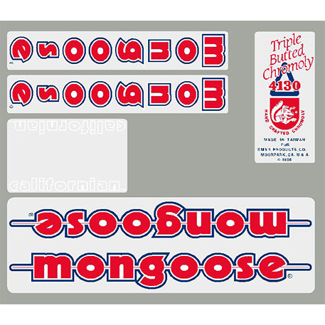 1986 Mongoose - Californian decal set - Chrome frame