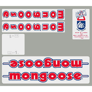 1986 Mongoose - M1 decal set - White frame