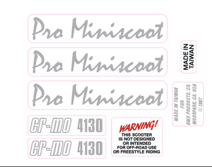 1987 Mongoose - PRO Miniscoot Decal set - gray