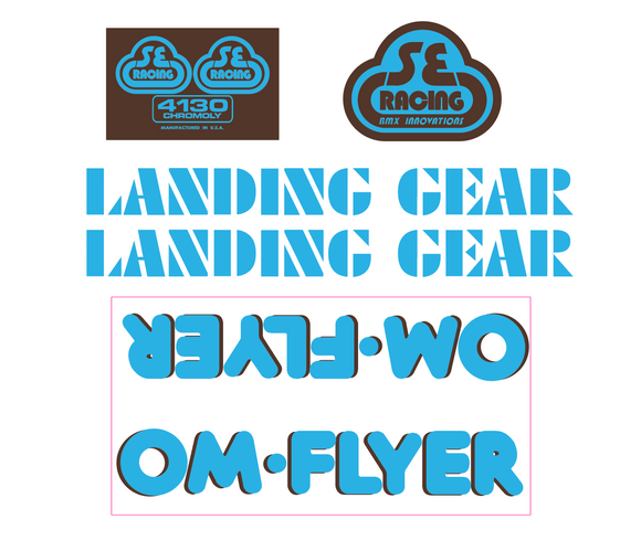 SE Racing - OM Flyer Decal set - blue w/brown shadow