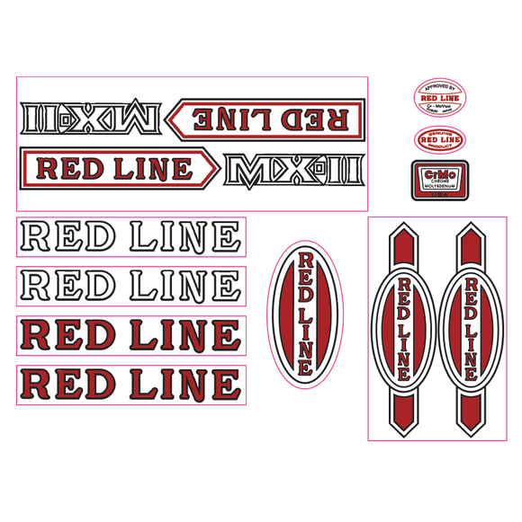 Redline MX-II early font decal set