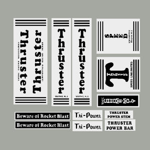 Thruster - TRI POWER BLACK on CLEAR decal set - CUSTOM