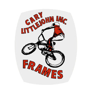 Gary Littlejohn Inc - RED on clear - head tube Decal