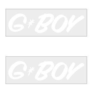 G-Boy Script - White Horizontal Decal Pair Old School Bmx