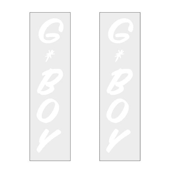 G-Boy Script - White Vertical Decal Pair Old School Bmx