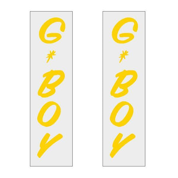 G-Boy Script - Yellow Vertical Decal Pair Old School Bmx