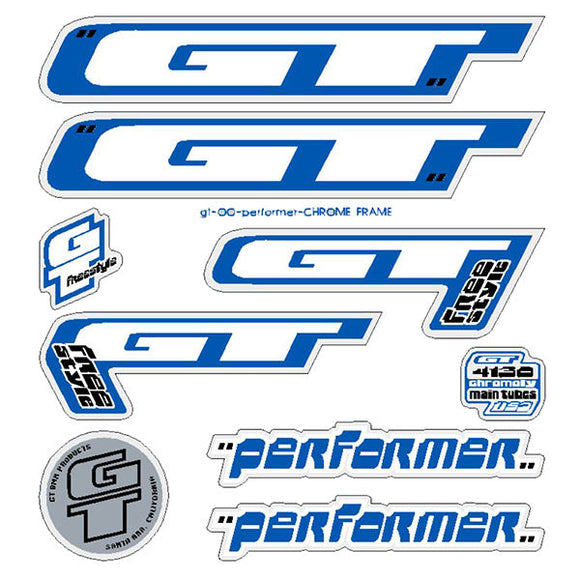 2000 GT BMX - Performer - decal set - Chrome frame