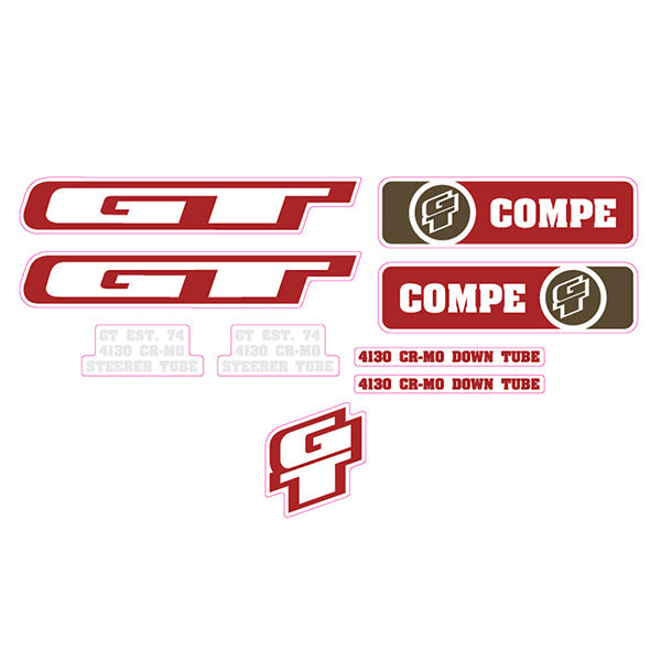 2008 GT BMX - Compe Red White Clear decal set | BMX Products USA