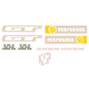 2008 GT BMX - Performer Beige Yellow Clear decal set