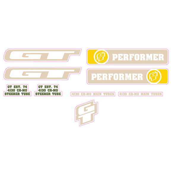 2008 GT BMX - Performer Beige Yellow Clear decal set