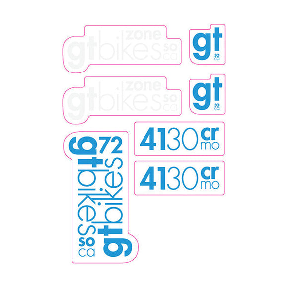 2009 GT BMX - Zone Blue White Clear decal set