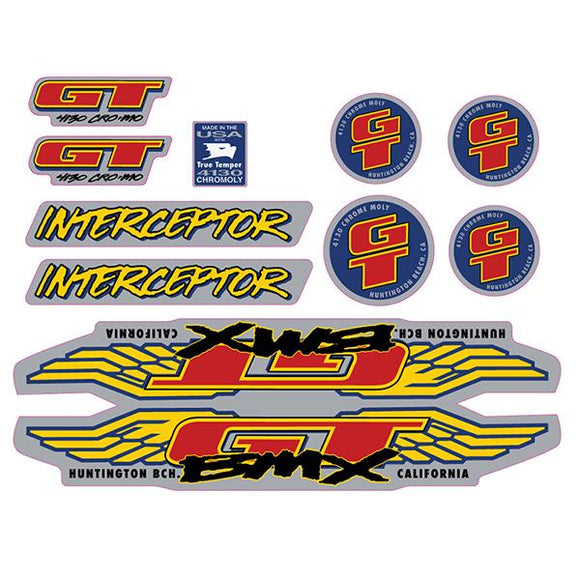 1993 GT BMX - Interceptor - Chrome decal set | BMX Products USA