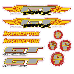 1994 GT BMX - Interceptor - for blue frame - decal set