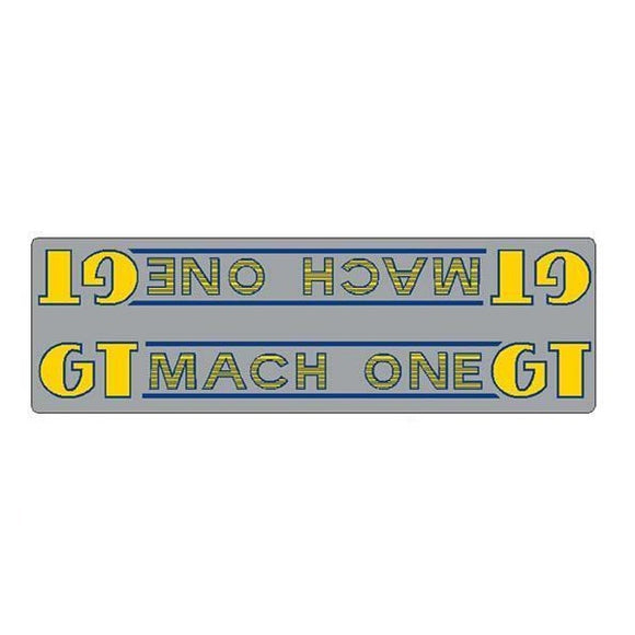 1985 GT BMX - Mach One down tube decal - on chrome