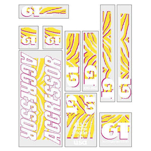 1989 GT BMX Aggressor - Clear Yellow Pink- decal set