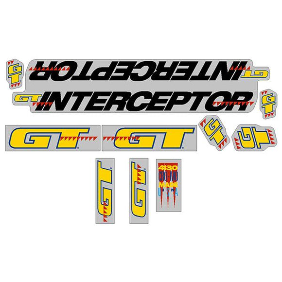 1990 GT BMX - Interceptor - For Chrome Frame decal set