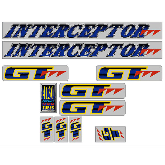 1991 GT BMX - Interceptor for Chrome frame decal set