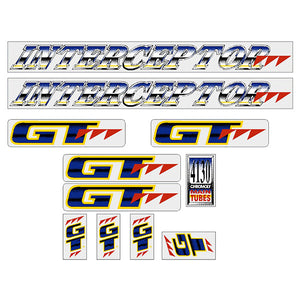 1991 GT BMX - Interceptor for Colored frame decal set