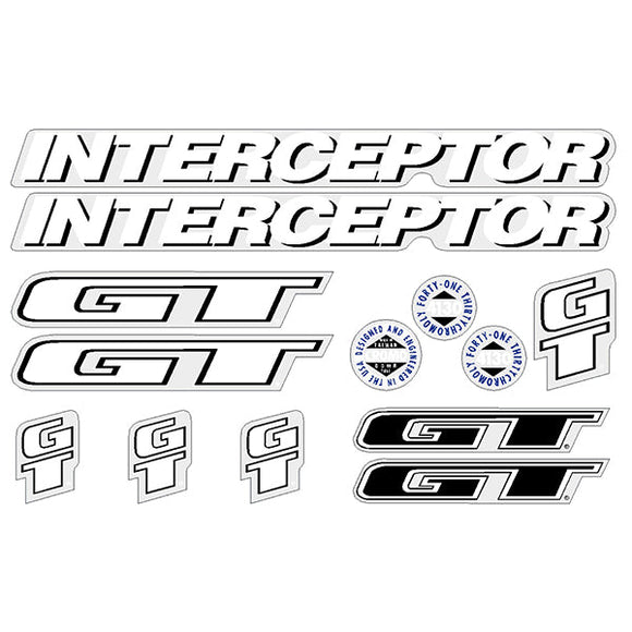 1992 GT BMX - Interceptor - for Red frame - decal set