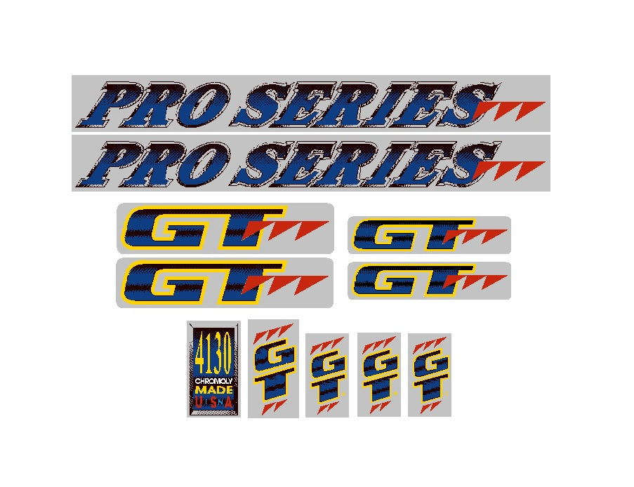 1984-85 GT BMX Pro Series Decal Set - Clear Background