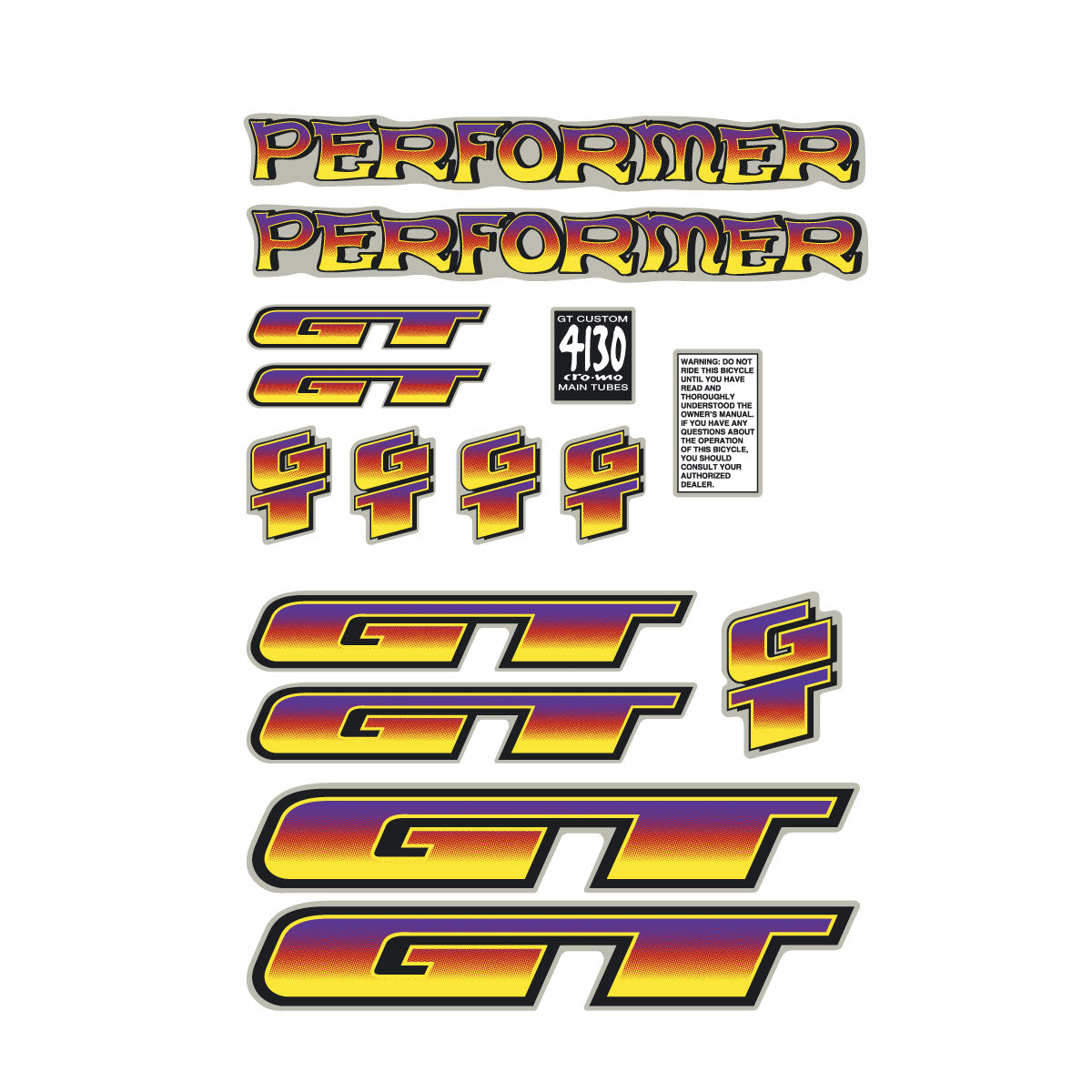Gt Script Sticker 1996 GT BMX - Performer - decal set - clear | BMX Products USA